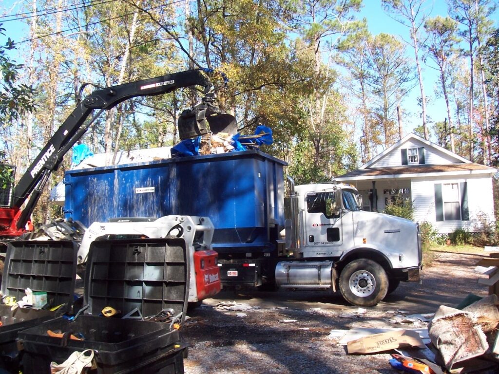 Debris pickup in Covington, Louisiana.