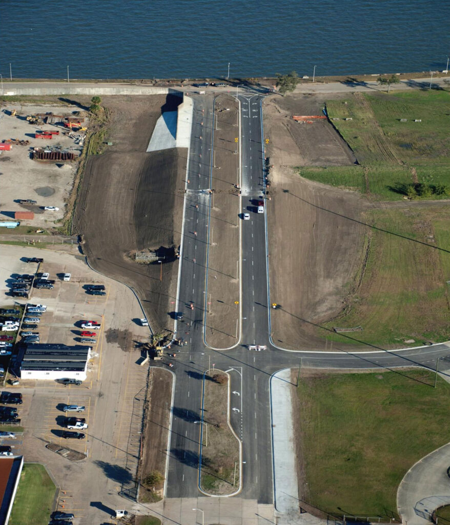 Aerial photo of London Ave to Cycle Construction's IHNC Flood Protection