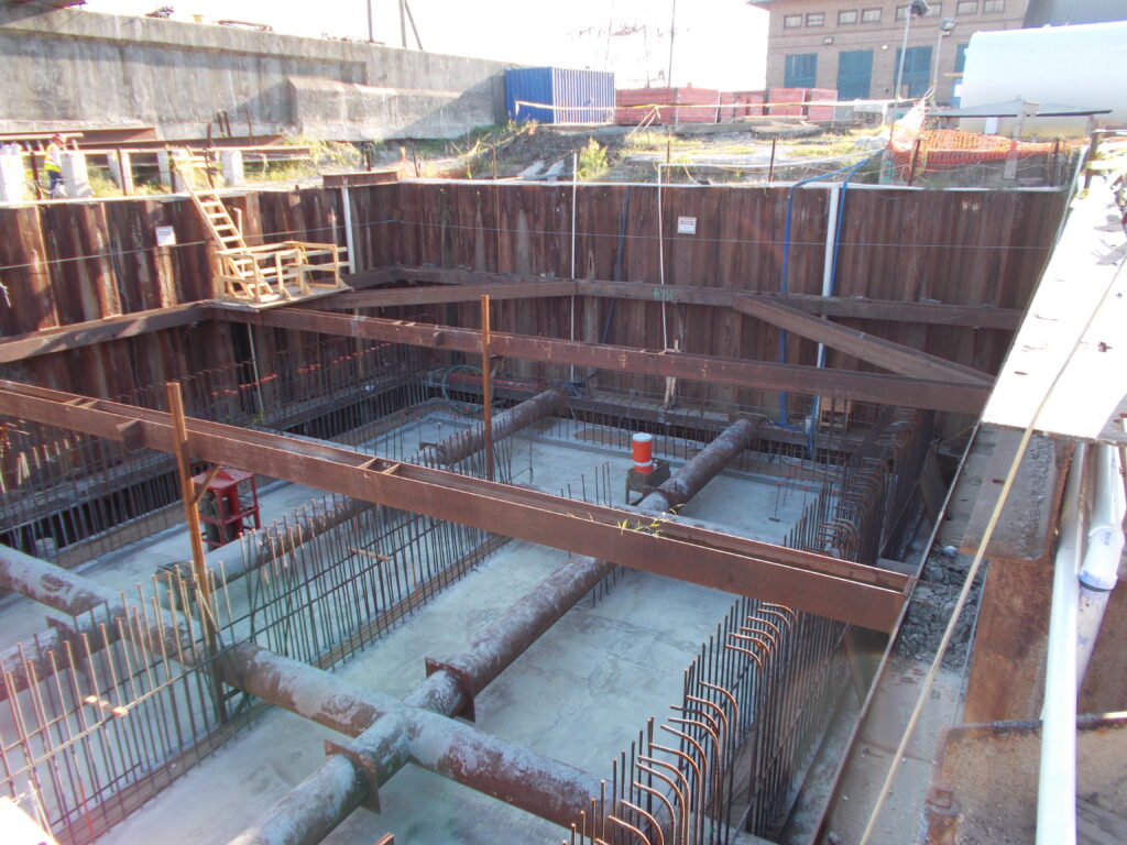 An aerial view of The Pump Station No. 5's base slab in Orleans Parish, Louisiana